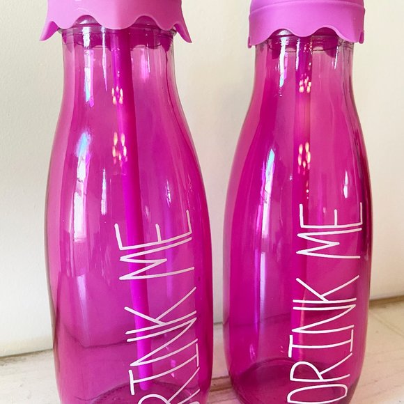 Set of 2 DRINK ME Reusable Glass Bottles, Rae Dunn - Picture 2 of 3
